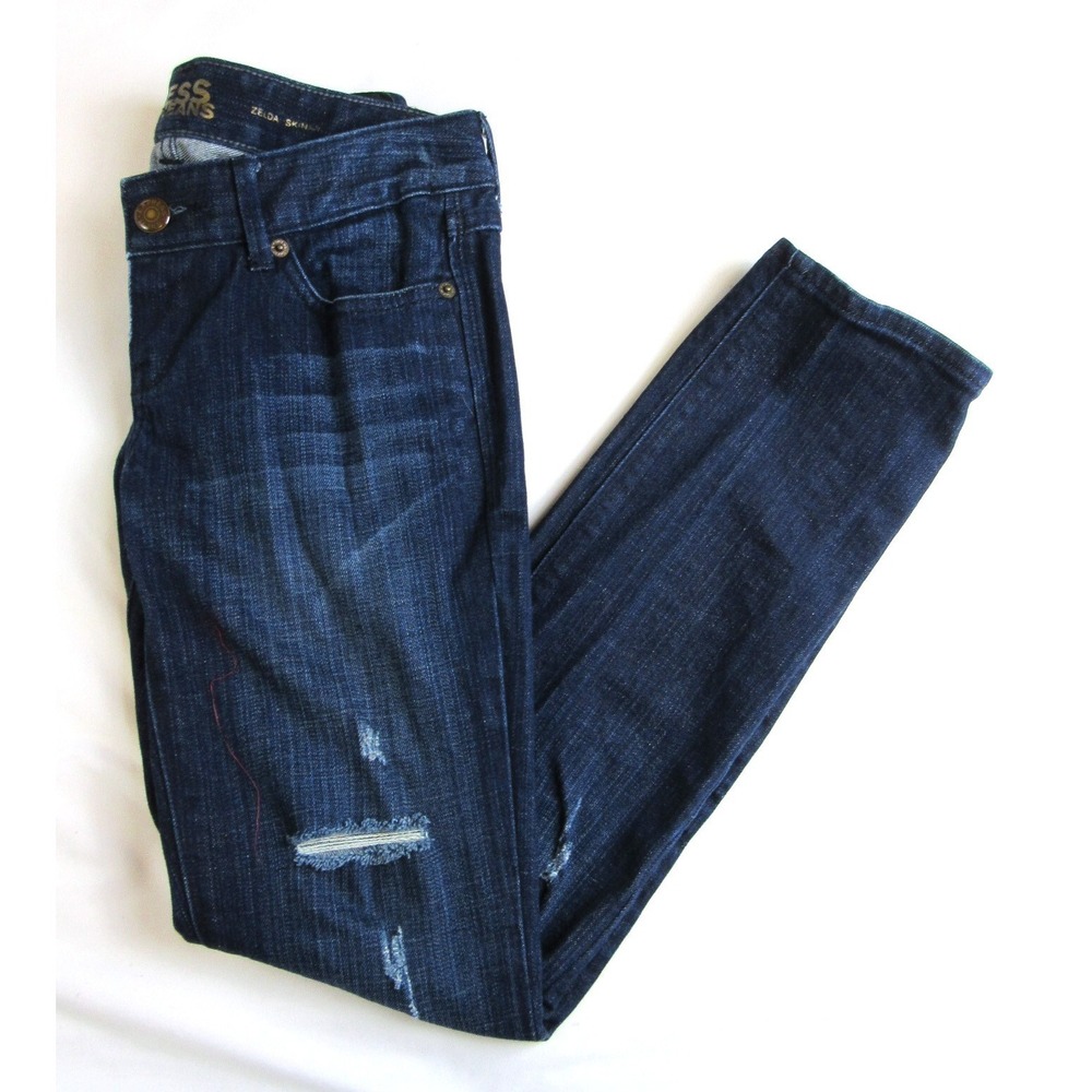 Express Jeans Zelda Skinny Dark Wash Distressed Women's Size 0S